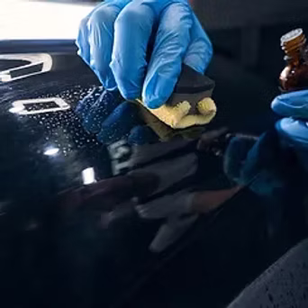 Ceramic coating being applied
