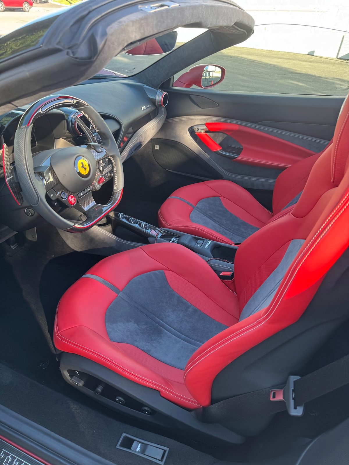 Red Ferrari interior detailed