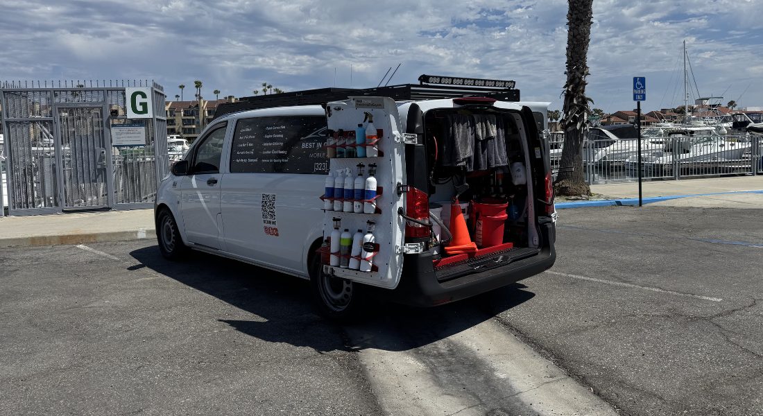 The Best In Class van set up at a job site — where all the magic starts